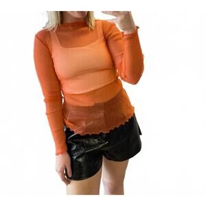 NEW SEWN AND SEEN metallic layer top in orange